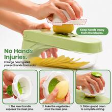 1/7/17pcs Multi-Function 17-In-1 Food Chopper, Vegetable Chopper, Onion Chopper, Vegetable Slicer, Dicer, Vegetable Chopper With 8 Blades, With Drain Basket, Salad Potato Carrot Garlic Container, Chopper With Container - Multicolor - View 7