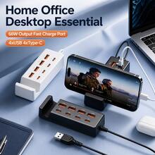 8合1 USB 集線器充電器，附手機支架插座，4 個 USB 接口 + 4 個 Type-C 接口，支援 PD 充電，適用筆記型電腦 - 彩色 - 查看 2