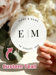 1/30/60/120/180pcs Customizable Round Text Stickers, PVC Waterproof & Oil-Proof, Suitable For Gift Bags, Gift Boxes, Invitations, Vase Decoration, Ideal Gift For Parents, Lovers, Friends, Colleagues, Perfect For Weddings, Birthdays, Parties, Bachelor Parties, Engagement Parties - Multicolor 1 - View 3