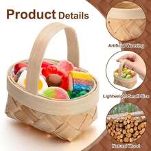 Mini Picnic Basket With Handle, Small Woven Wooden Berry Strawberry Basket With Handle, Bulk For Wedding Party Favors, Farmhouse Decor, Shelf Baskets, Miniature Scene Props, Party Candy Storage Baskets, DIY Decoration, Holiday Gift Small Containers - Multicolor - View 4