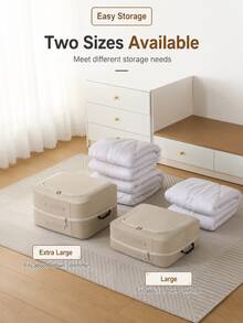 Clothing Storage Bag Set, Large Capacity Compression Storage Boxes, Suitable For Down Jackets, Clothes, Bedding And Bed Linens, Foldable Luggage Packing Cubes, With Zipper Handles, Travel Essentials, Closet Storage, Home Storage, Vacation Packing Set - Multicolor - View 12
