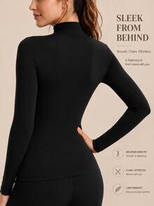 2pcs Women's Warm Base Layer Solid Color Crew Neck Long Sleeve T-Shirt, Soft Elastic Slim Fit Second Skin Basic Lightweight Outerwear Top, Suitable For Autumn - Multicolor - View 2