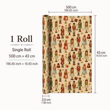 1 Roll 43*500cm Decorative Kraft Gift Wrapping Paper, Retro Red‑Green Buffalo Plaid With Golden Snowflake Print, Roll‑Shaped Holiday Wrapper For Christmas Party Gift Decoration - Roll - View 4