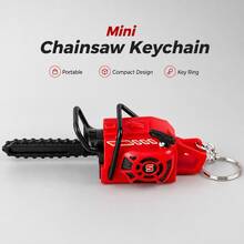 Mini Chainsaw Keychain, Novelty Pull-Cord Stress Relief Gadget, 3D Chainsaw-Shaped Bag Pendant, Durable Plastic Key Ring Accessory, Portable Desktop Decoration, Creative Pocket Collectible Gift, Suitable For Gifting To Friends And Daily Use - Multicolor - View 3