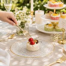 Luxury Gold Rim Design Dinner Plates, Elegant Dinnerware Set, Decorative Dessert Plates For Wedding Party, Christmas, Birthday, Family Dinner, Restaurant Table Decor, Modern Home Tableware - Multicolor - View 1