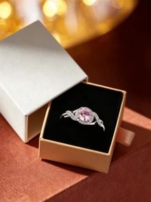 1pc French Sweet Goddess Exquisite Sparkling Engagement Ring, Cute Romantic Elegant Women's Ring, Bridal Wedding Dress Matching Accessory - Ring - View 4