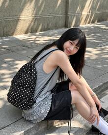Women's Ruffle Polka Dot Drawstring Backpack, Large Capacity Lightweight Casual Bag for School, Travel & Daily Use - 黒 - チェックする 3