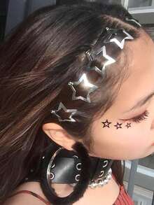 20pcs Women's Y2K Silver BB Hair Clips, Original Metal Spring Clips, Street Style Bangs Clips, Celebrity Inspired Daily Hair Accessories - Silver Star Clip - View 3