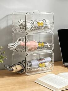 Clear Bow Acrylic Hair Tool Storage Rack, Desktop Organizer For Curling Wand, Flat Iron, Hair Straightener Brush, Bathroom Vanity Counter Storage Holder Box For Hair Styling Appliances - Multicolor - View 8