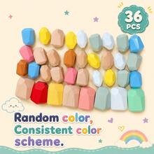 36pcs/20pcs Kids Wooden Balance Stones, 3+ Years, Colorful Rock Stacking Blocks, Mixed Sizes, Montessori Fine Motor Construction Toy, Open-Ended Family Game, Birthday And Eid Gift - Multicolor - View 14