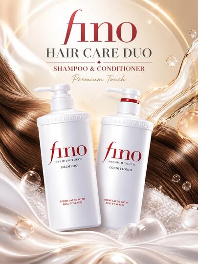 Fino Premium Touch Saç Bakım Seti Şampuan ve Saç Kremi, Serum İçerikli Formül, Kabarıklığı Önleyici ve Kırık Uçları Onarıcı, Dolgun ve Hacimli Saçlar İçin