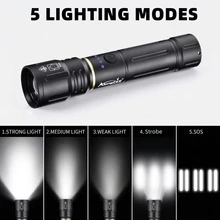 Zoomable Tactical LED Flashlight, High Power USB Rechargeable Handheld Torch, Alonefire Portable Outdoor Light For Camping Hiking Hunting Fishing, Emergency Survival Lighting - Multicolor - View 10