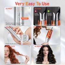 One-Touch Instant Automatic Hair Curler, 32mm Automatic Hair Curler With 3 Heat Settings, Fast Heating And Bi-Directional Rotation, Auto Shut-Off, Anti-Scald And Anti-Tangle Rotating Curling Wand - US A Type Plug(110-127V) - View 7