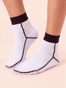 1Set/1Pair White Moisturizing Relief Socks, Reusable Spa Moisturizing Socks, Use With Your Favorite Lotions Skin Repair, Home Foot Care, Travel Foot Care, Feet Care, Foot Mask, Pedicure Tools - White - View 4