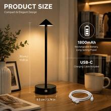 LED Rechargeable Multifunctional Desk Lamp, Built-In 1800mAh Lithium Battery, Touch Switch, Three-Color Lighting, Adjustable Brightness, Home Decor Night Light, Metal Body, Suitable For Bathroom, Living Room, Study, Bedroom, Dining Room, Holiday Gift - Desk Lamp - View 9