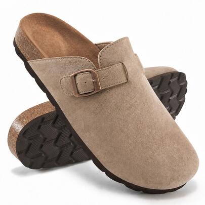 Men's Apricot Potato Shoes Suede Clogs Slip On Mules Cork Footbed Potato Shoes Comfort Summer Sandals With Arch Support Slide Sandals For Men