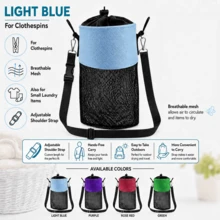 1-2pcs Mesh Clothespin Bag With Drawstring Closure, Hanging Clothes Peg Holder With Strap And Metal Hooks, Wide Mouth Laundry Storage Organizer - Multicolor - View 18