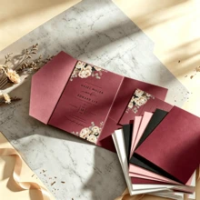 2026F00041319 50/25入 三折口袋式婚禮邀請函封面,訂婚 15週年紀念日 生日 洗禮簡單邀請函信封,DIY邀請函,5*7英吋口袋式邀請函,客製化邀請函,婚禮卡,邀請卡,聖誕卡 - 三折疊請柬 - 查看 2
