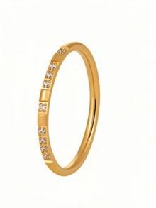 Juego de 3 anillos apilables chapados en oro con circonita cúbica, diseño de lazo y trébol con pavé, joyería elegante y minimalista para mujer - Dorado - Ver 4