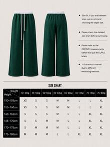 Casual Sports New Elastic High Waist Slouchy Straight Leg Pants Back To School Season - Green - View 7