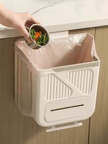 Folding Hanging Kitchen Waste Trash Can With Food Scraps Compost Bin Wall-Mounted For Cabinet Doors Bathrooms Toilets Cars RVs Campers Compact Storage Solutions - Multicolor - View 4