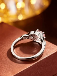 1pc French Sweet Goddess Exquisite Sparkling Engagement Ring, Cute Romantic Elegant Women's Ring, Bridal Wedding Dress Matching Accessory - Ring - View 2