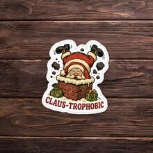 1 Buah Stiker Santa Terjebak "Claus-Trophobic", Stiker Vinyl Meme Natal Lucu, Kutipan Humor Liburan, Stiker Tahan Air untuk Laptop, Botol Minum, Mobil, Casing Ponsel - Beraneka warna - View 1