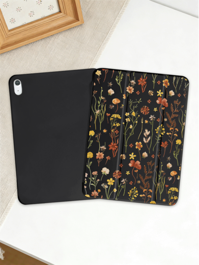 Retro Flowers Pattern Tablet Protective Case, Compatible With IPad 7/8/9/10th/Pro 11 /11th (A16) 2025 , Galaxy Tab S6 Lite / Galaxy Tab A11+ 2025, Offers Soft Shock-Proof Protection, Supports Smart Stand/Auto Wake/Sleep Function
