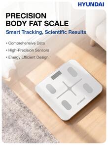 HYUNDAI HY-023 Smart Bluetooth Body Fat Scale, 0.05kg High Precision, 18 Body Metrics With App Sync, LCD Large Screen With Night Vision Display, Tempered Glass Anti-Tip Design, Essential For Family Health Management - View 10