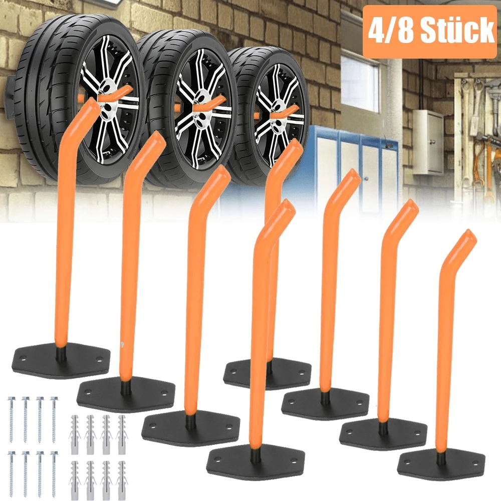 4/8 X Car Tire Wall Mount Tire Rim Hook Tree Shelf Bracket - Orange - View 1