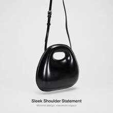 New INS Egg-Shaped Fashion Small Round Bag, Shoulder Handbag, Crossbody Bag, Creative Bag For Women And Students - Black - View 3
