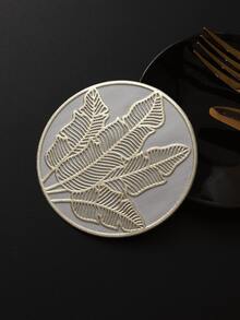 6-24pcs Champagne Gold PVC Hollow Placemats, Round Carved Coasters, Luxury Table Decor, Coffee Cup Heat Insulation Mats, Tabletop Photography Props, Home Dining Table Scratch-Resistant Protective Mats, Wedding Table Decor, Luxury Home Dining Table Decoration Mats - Multicolor - View 6