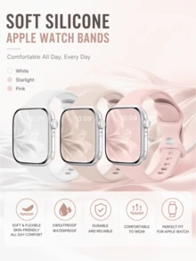 3件組中性時尚蘋果矽膠錶帶，適用於 38/40/41/42/44/45/49mm Ultra/SE/8/7/6/5/4/3/2/1 - 彩色 - 查看 8