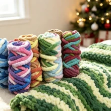 CLSUPER Thick Chunky Chenille Yarn, Gradient Color, 2 Rolls = 18oz/1.1lbs, Soft Giant Multi-Color Yarn, 100% Polyester, Washable, Suitable For Beginners DIY And Crochet Pet Bed, Blanket, Cushion - 2 - View 9