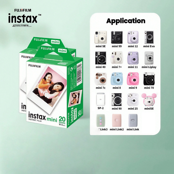FujiFilm Mini White-Edged Instant Photo Paper, Compatible With All Mini Camera Models, Long-Lasting And Vibrant Colors, Instant Image Capture, Essential For Travel Journaling And Creative Projects. White.