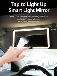 1PC Ultra-Thin LED Car Makeup Mirror, 3 Color Lighting Modes, Detachable Car Vanity Mirror With Light, Touch Control, USB Charging, Compatible With Various Vehicles, Car Mirror Hanging Accessory, Ideal Holiday Gift - Multicolor - View 8