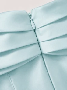 Elegant Women's Ball Gown, Open Shoulder Design, Short Sleeves, Knee-Length Flared Dress, Backless, Woven Fabric Wedding Party Fall - Baby Blue - View 10