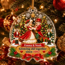 Customized Couple Christmas Ornament, Engravable Name & Date, Personalized Romantic Christmas Tree Decoration, Holiday Style, Customized Together Grow Old Keepsake, Customizable Christmas Ornament, Anniversary Gift, Christmas Gift, Christmas Decoration - Style C - View 5