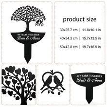 1pc Personalized Anniversary Metal Garden Stake, Tree Of Life Backyard Decor, Custom Wedding Anniversary Plaque, Lawn Garden Decoration, Gardening Decor - Black - View 11