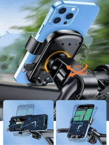 One-Click Auto-Locking Bike Phone Holder, Multi-Function Handlebar Phone Mount, Cycling Navigation Bracket, Anti-Shake Anti-Vibration, Easy Installation, Convenient Access, One-Click Locking, Suitable For Motorcycle/Electric Bike/Bicycle/Scooter, Phone Holder With Hook Bracket, Perfect Gift Choice - Multicolor - View 3