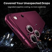CASECOPS High Definition Camera Lens Tempered Glass Screen Protector, Compatible With IPhone 18 Pro Max/18 Pro, 9H Hardness, Matte Metal Texture, Ultra-Thin Glass, Rhinestone Decor, Scratch-Resistant Easy Installation, Anti-Glare, 3D Full Screen Coverage Camera Protection, Compatible With Phone Cases - Deep Cherry Red - View 4