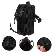Bolsa Compacta para Cintura al Aire Libre, Portabotellas de Agua, Bolsa para Teléfono con Correa para el Hombro para Acampar, Senderismo, Pesca - Negro - Ver 3