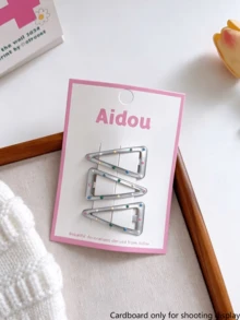 2/3 Pcs Silver Hollow Star Heart Triangle BB Clips, Color Enamel Dainty Hair Barrettes, Versatile Hair Accessories For Girls & Students - Multicolor - View 6