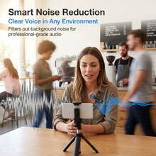 HITOZON Professional Wireless Lavalier Lapel Microphone, Plug-And-Play Omnidirectional Condenser Clip-On Mic, Noise Reduction, Receiver Powers & Charges Phone, Auto Pairing, For Live Streaming, Vlogging, Podcasting, Interviews, Video Recording - Black - View 4