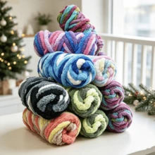 CLSUPER Thick Chunky Chenille Yarn, Gradient Color, 2 Rolls = 18oz/1.1lbs, Soft Giant Multi-Color Yarn, 100% Polyester, Washable, Suitable For Beginners DIY And Crochet Pet Bed, Blanket, Cushion - 2 - View 8