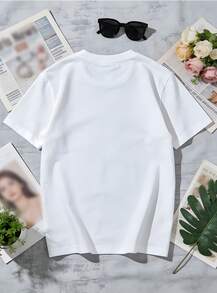 Playful Surreal Graphic Ladies Short‑Sleeve Tee, Safety‑Pin Decorated Eye Motif, Bright Bold Typography, Great For Casual Urban Day Looks - White - View 3