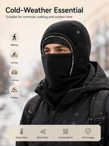 Unisex Full Coverage Balaclava With Pull-Down Face Panel, 3D Ergonomic One-Piece Head-Face-Neck Protective Shield, Windproof Warm Outdoor Headwear For Cycling, Skiing, Motorcycle, Hiking, Commuting, Autumn/Winter Outdoor Activities - Multicolor - View 2