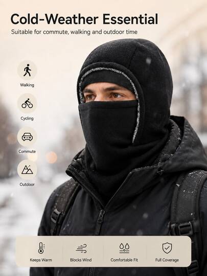 Unisex Full Coverage Balaclava With Pull-Down Face Panel, 3D Ergonomic One-Piece Head-Face-Neck Protective Shield, Windproof Warm Outdoor Headwear For Cycling, Skiing, Motorcycle, Hiking, Commuting, Autumn/Winter Outdoor Activities