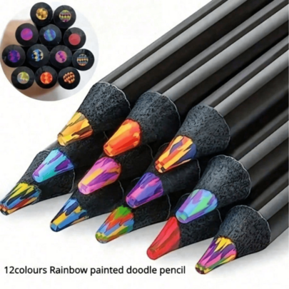 24 Colored Pencils, Multi-Color Wooden Pencils, Colorful Wooden Sketching And Drawing Supplies, Suitable For Birthday Gifts, Party Gifts, Halloween Gifts, Christmas Gifts, Painting Enthusiasts