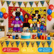 Roblox 11件套游戏主题生日派对装饰，包含旗帜横幅背景幕布，全套组合，创意趣味游戏风格场景装饰，适合室内外使用，儿童生日派对、节日庆典必备套装 - Roblo boy Flag 背景布 - 查看 3